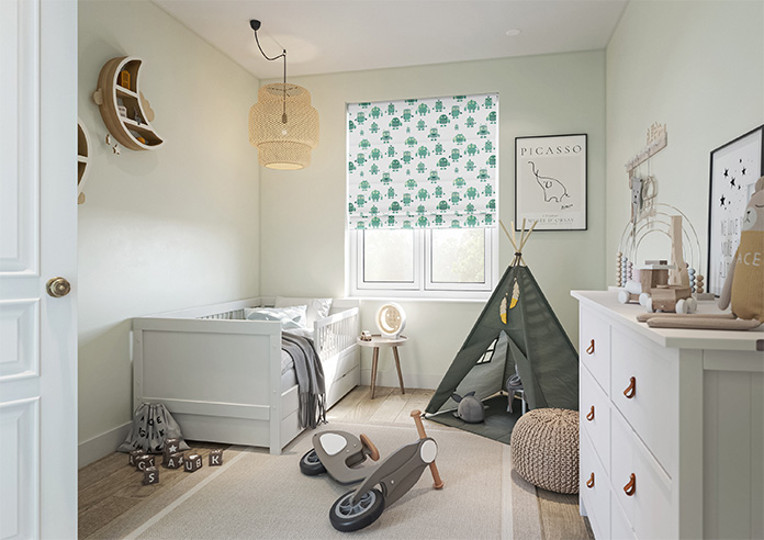 Robo Town, Emerald - Twist&Fit Roman Blind - Image 6